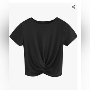 Cropped Baby Tee With Twisted Hem. Size Small. EUC. Black.